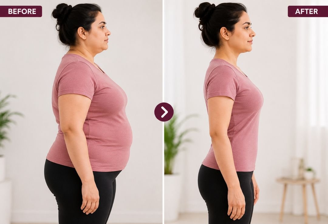 CoolSculpting before and after Bangalore showing visible fat reduction results after cryolipolysis treatment at Aurilueur