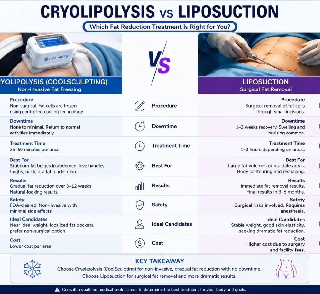 cryolipolysis vs liposuction comparison mid-content visual - Aurilueur Indiranagar Bangalore